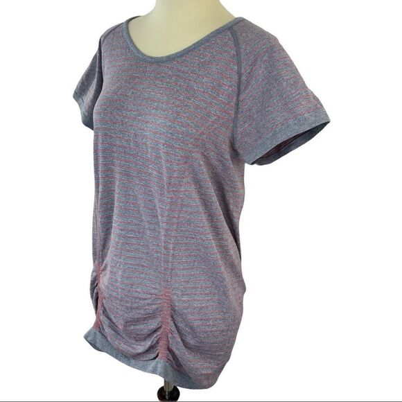 ATHLETA striped gathered front short sleeve top size XL - Picture 5 of 8